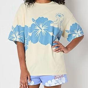 Disney Cream and Blue Stitch Short Sleeve Tee